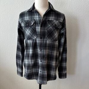 Wrangler Men's Black and Gray Plaid Flannel Shirt Size Small